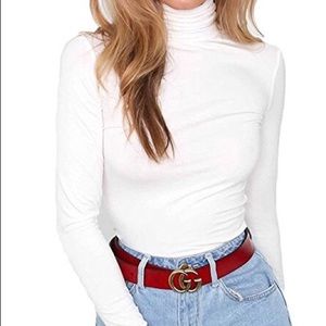 White long sleeve turtleneck bodysuit